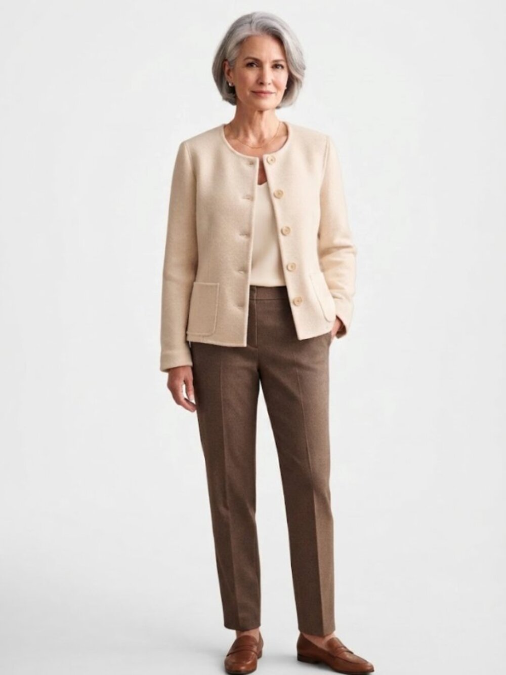 Lafayette 148 Wool Angora Cream Beige Blazer Jacket Size 16 Luxury Neutral